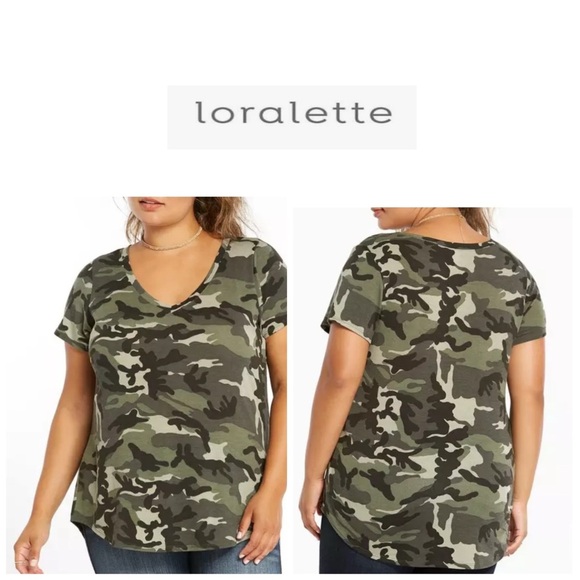 🆕Loralette Camouflage Short Sleeve Waffle Tee 4X🆕 - Picture 1 of 14